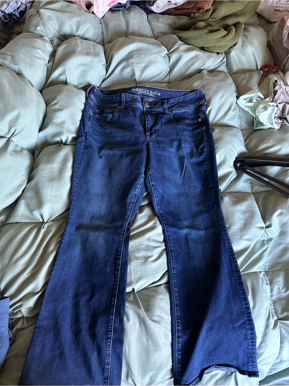American Eagle Outfitters Dark Blue Flare Jeans - Women's